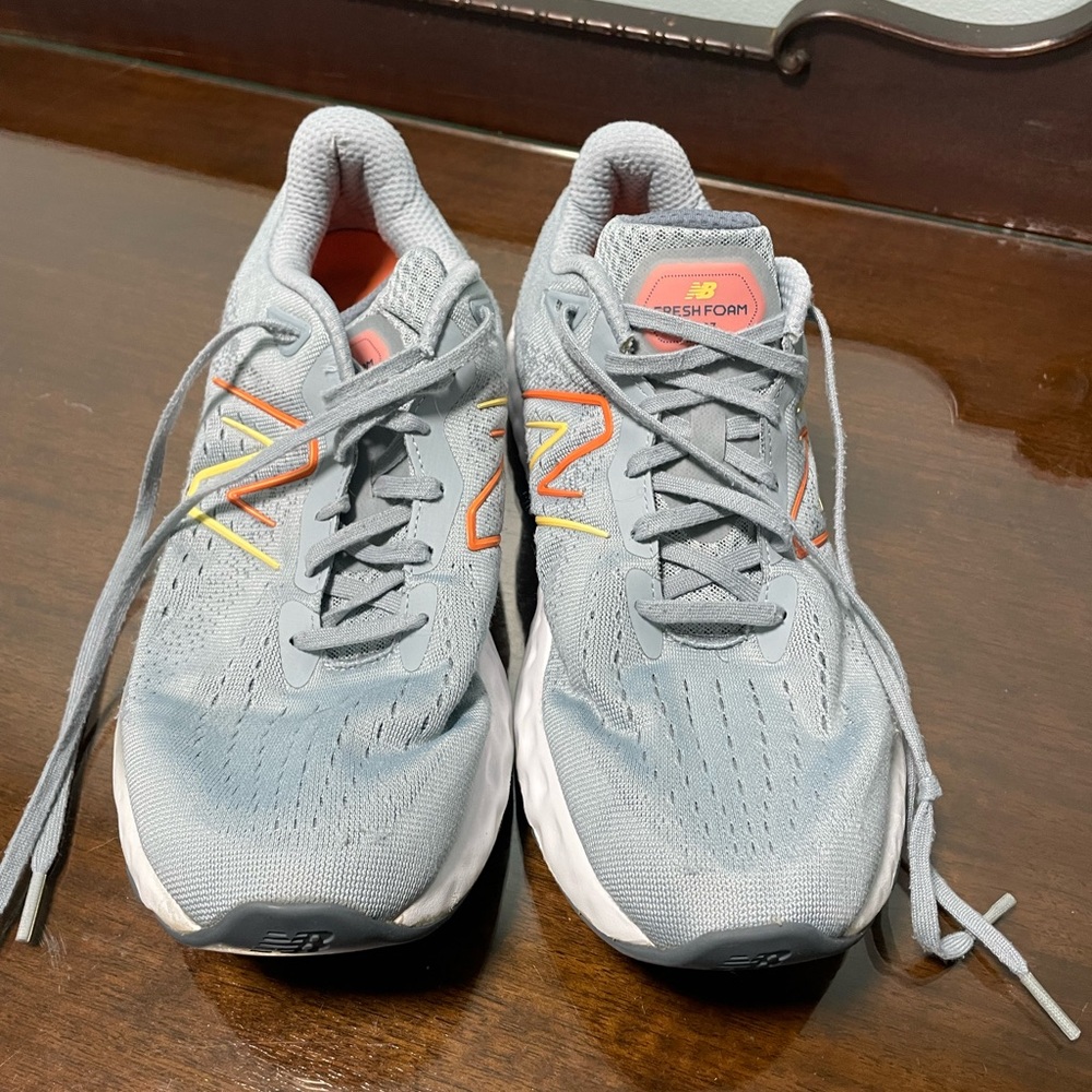 New Balance Light Gray and Orange Athletic Shoes